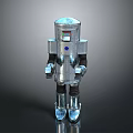 Silver Metallic Robot Character Featuring Blue Eye Jointed Arms And Legs Design