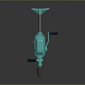 Turquoise Handheld Mechanical Tool With Black Handles Rod And Fan Shaped End