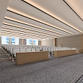 Large Modern Conference Room Interior With Row Seats Ceiling Light Strips And Windows 3d model