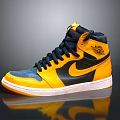 Stylish High Top Sneakers With Yellow Black And Blue Accents