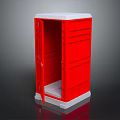 Portable Red Public Toilet Structure With Open Door And White Base
