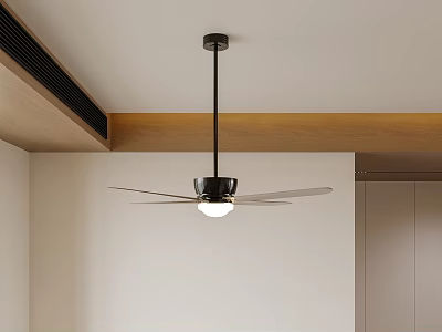 Modern Black Ceiling Pendant Light With Fan Blades And White Illuminated Fixture 3d model