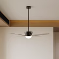 Modern Black Ceiling Pendant Light With Fan Blades And White Illuminated Fixture