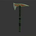 Red And Silver Axe With White Dots On Head And Black Textured Handle 3d model