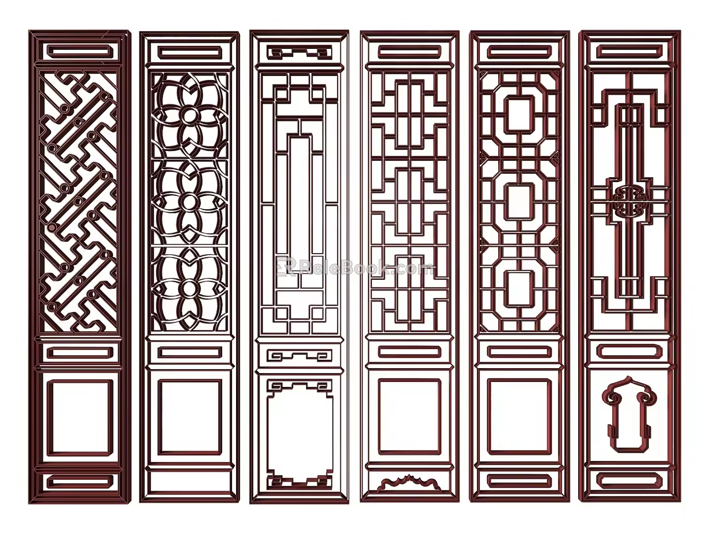 New Chinese Style Flower Window Carved Hollow Carved Door and Window Lattice Door and Window Carved Wood Carved Window Carved Door Carved Lattice Flower Window Carved Screen Partition 3d model