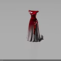 Elegant One Shoulder Red to White Gradient Dress with Delicate Flower Decorations for Formal Occasions