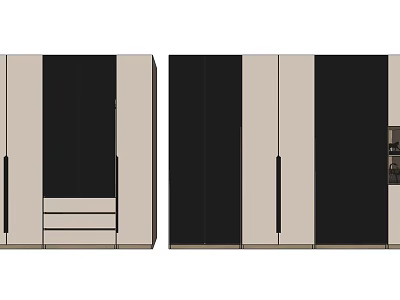 Modern Wardrobe Design With Black And Beige Doors Drawers And Storage Compartments 3d model