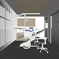 Modern Dental Treatment Room Interior With Dental Chair Medical Equipment And Cabinets