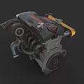 High Quality Car Engine Mechanical Design With Turbocharger And Metal Pipes