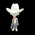Cartoon Cowboy Game Movie Character With White Hat Red Scarf And Lasso