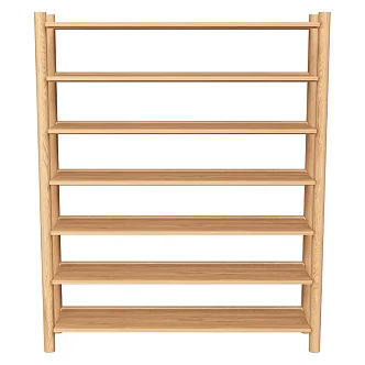 Unit Modern Minimalist Solid Wood Bookshelf Storage Rack 18 3d model