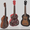 Musical Instruments Art Supplies Featuring Colorful Ukuleles With Wooden And Painted Designs