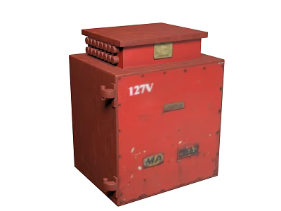 Industrial Electrical Equipment Red Enclosure with 127V Voltage and Safety Certifications 3d model