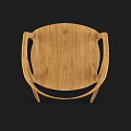 Modern Wooden Armchair With Curved Armrests And Light Brown Natural Finish