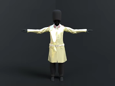 Other Uniform Figure With Yellow Coat Black Hat And Outstretched Arms 3d model