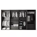 Modern Closet Design With Glass Doors Hanging Clothes Shelves Folded Items And Drawers