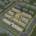 Aerial Planning of Residential Complex With Apartment Buildings Green Spaces and Road Network