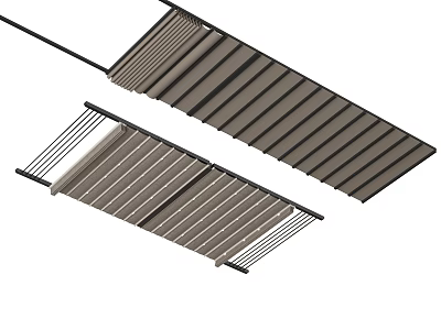 Retractable Outdoor Awnings with Metal Frame and Slatted Canopy for Sun Protection in Modern Design 3d model