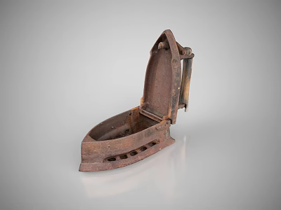 Vintage Rusty Iron With Open Lid As Old Daily Household Appliance 3d model
