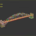 Sydney Harbour Bridge Model With Arch Structure And Stone Towers On Dark Surface With Reflection 3d model