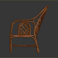 Stylish Orange Rattan Leisure Chair Featuring Woven Back and Curved Armrests