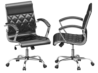 Stylish Office Chair With Leather And Mesh Designs Diamond Pattern Metal Armrests And Swivel Wheels 3d model