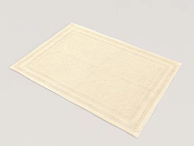 Beige Square Carpet With Woven Texture And Border Design For Modern Home Decor 3d model