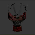 Red Worn Military Gas Mask Protective Weapon Gear With Vintage Design