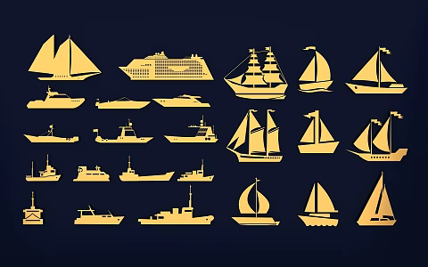Ship Silhouette Boat Icon Speedboat Cruise Ship Passenger Boat Sailing Marine Traffic 3d model