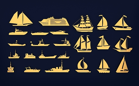 Ship Silhouette Boat Icon Speedboat Cruise Ship Passenger Boat Sailing Marine Traffic 3d model