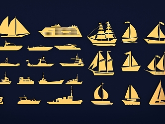 Ship Silhouette Boat Icon Speedboat Cruise Ship Passenger Boat Sailing Marine Traffic 3d model