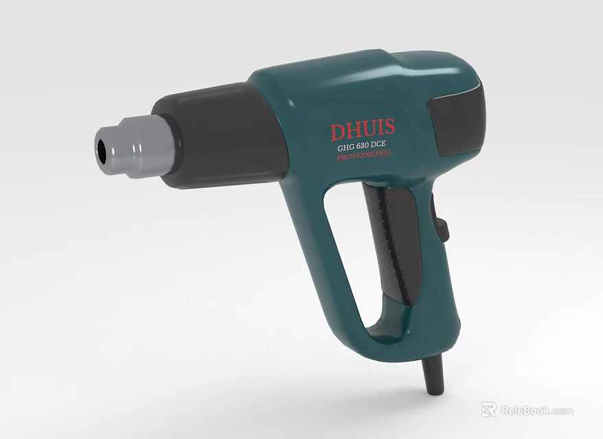 Professional DHUIS Green Black Heat Gun With Ergonomic Handle And Nozzle 3d model 