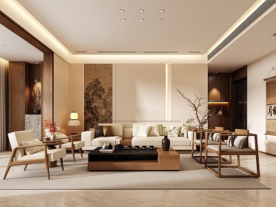 New Chinese Style Song Style Living Room 3d model