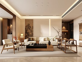 New Chinese Style Song Style Living Room 3d model