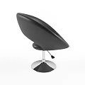 Black Leather Leisure Chair With Circular Cutout Design And Sturdy Silver Metal Base