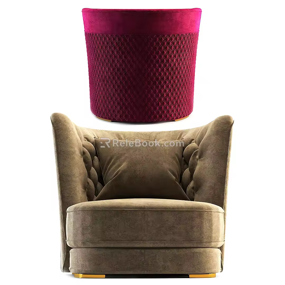 Single Sofa Fabric Single Sofa Fendi 3d model