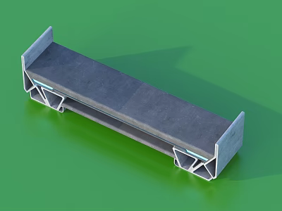 Modern Outdoor Bench with Sturdy Concrete Seat and Geometric Metal Supports 3d model