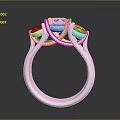 Three Stone Silver Ring With Sparkling Diamonds For Everyday Use