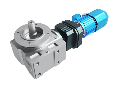 Industrial Gear Reducer Motor With Silver Housing Blue Motor And Black Connector 3d model