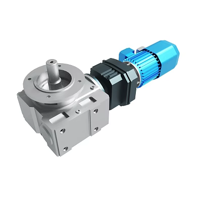 Industrial Gear Reducer Motor With Silver Housing Blue Motor And Black Connector 3d model