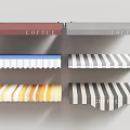 Coffee Shop Awnings In Various Colors Striped Patterns And Solid Designs 3d model