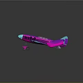 Colorful Modern Airplane Model With Purple Blue Geometric Patterns And Reflections 3d model