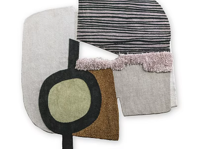 Modern Shaped Rug With Geometric Design Mixed Color Blocks And Textured Edges 3d model