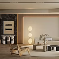 Modern Living Room Interior Design With Beige Sofa Floor Lamp And Wooden Coffee Table