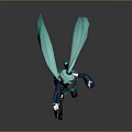 Game and Movie Character With Teal Long Hair Holding Microphone In Anime Style Outfit