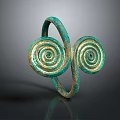 Ancient Bronze Double Spiral Ring Ornament For Traditional Clothing