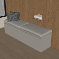Modern Storage Bench With Gray Cushion Plaid Pillow And Wooden Wall Shelf