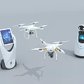 Modern Tech Devices Featuring Drones Robot And Tablet Console With Screens 3d model