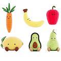 Cute Fruit Vegetable Plush Stuffed Dolls With Smiling Faces And Soft Design 3d model