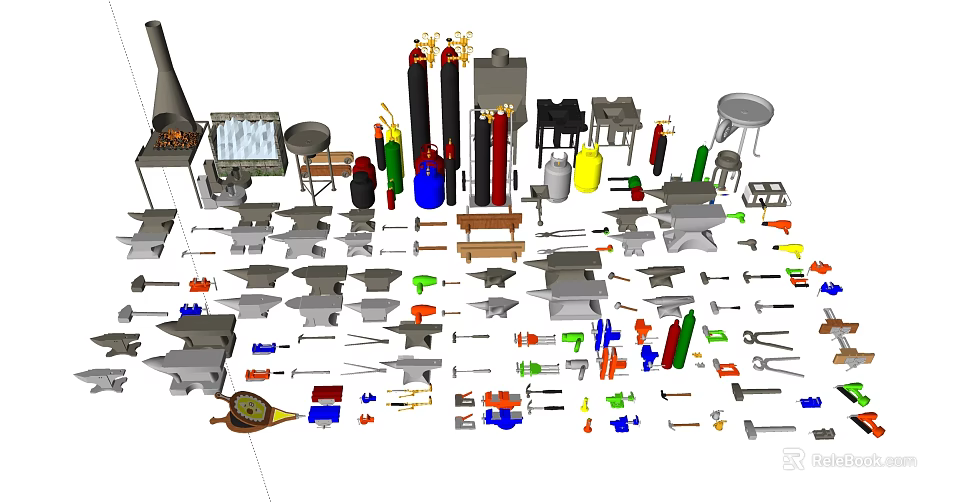 Various Types of Hand Tools And Equipment Collection For Industrial Workshop Use 3d model 